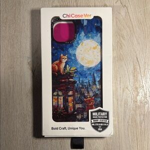 Cat Moon Night iPhone Case - Blue